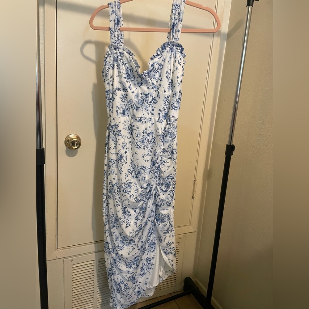 Floral Blue and White Dress
